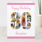 Carte 80e anniversaire Numéro 80 Collage photo Big Custo (Devant)