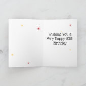 Carte 80e anniversaire - Numéro 80 en étoiles - Bleu - Â (Intérieur)