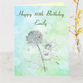 Carte 80e anniversaire personnalisé (Fleur jaune)