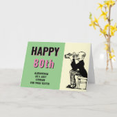 Carte 80e anniversaire personnalisé rétro drôle dessin a (Fleur jaune)