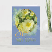 Carte 80e anniversaire Primroses et bleu (Devant)