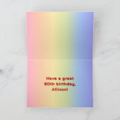 Carte 80e anniversaire : Rainbow Text, Custom Photos & N (Intérieur)