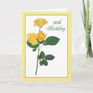 Carte 80e anniversaire Rose jaune