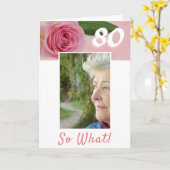Carte 80e anniversaire Rose rose photo positive Annivers (Fleur jaune)