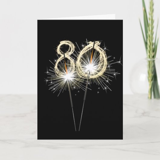 Carte 80e anniversaire Sparklers en noir (Devant)