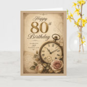 Carte 80e anniversaire vintage (Fleur jaune)