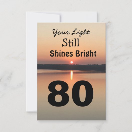 Carte 80e anniversaire Votre lumière brille un coucher d (Devant)