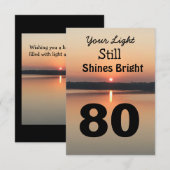 Carte 80e anniversaire Votre lumière brille un coucher d (Devant / Derrière)