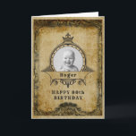Carte 80e Birthday Retro Vintage Monogram Photo Adult<br><div class="desc">Vintage retro distressed style milestone 80th Birthday greeting card. Men's Elegant Birthday. This charming young on est gymnastique 80. Insert your own photo. Modèle provided so easily personalized. Note the photo will be the solimes colors as you use. Le design est donc available with other age milestones and a women's...</div>