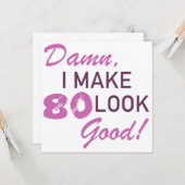 Carte 80e Humour d'anniversaire (Devant/Arrière en situation)