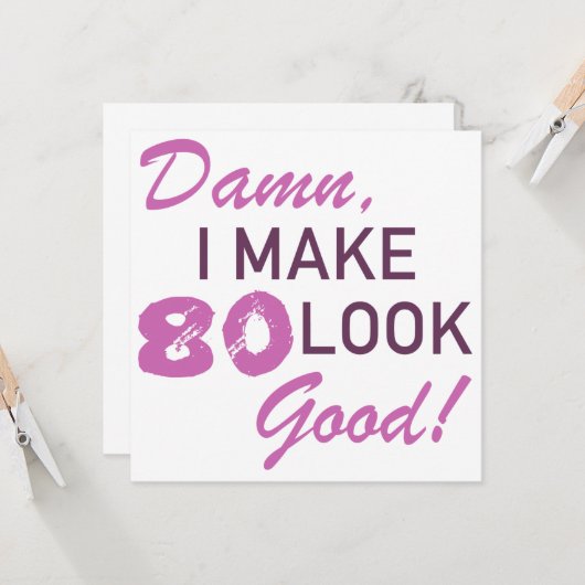 Carte 80e Humour d'anniversaire (Devant/Arrière en situation)