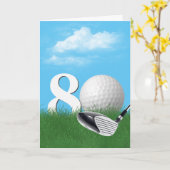 Carte 80ème Anniversaire Golf Ball In Grass (Fleur jaune)