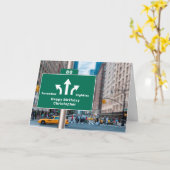 Carte 80th Birthday New York Street Sign Ajouter votre n (Fleur jaune)