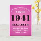 Carte 80th Birthday Standards Born 1941 Ajouter Votre No (Fleur jaune)