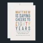 Carte 80th Classy coloré applaudit quatre-vingt ans anni<br><div class="desc">80th Classy coloré applaudit à quatre-vingt ans quatre-vingtième anniversaire carte d'invitation. Tons doux et doux. Partie d'une collection.</div>