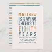 Carte 80th Classy coloré applaudit quatre-vingt ans anni (Devant / Derrière)