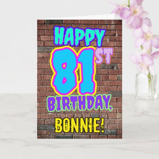 Carte 81e anniversaire - Amusant, Graffiti urbain inspir (Orchidée)
