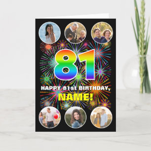 Carte 81e anniversaire : Arc en ciel amusant #, Nom pers