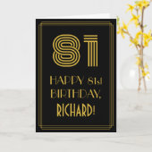 Carte 81e anniversaire : Art Déco Inspiré Look "81" & No (Fleur jaune)