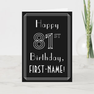 Carte 81e anniversaire : Art Déco Style # 81 & Nom perso