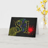 Carte 81e anniversaire avec feux d'artifice (Fleur jaune)