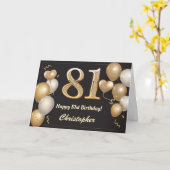 Carte 81e anniversaire Ballons noirs et or Anniversaire (Fleur jaune)