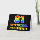 Carte 81e anniversaire : Bold, amusant, simple, arc-en-c (Devant)