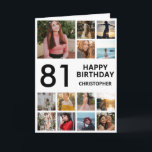Carte 81e anniversaire Collage photo 13 photos noir blan<br><div class="desc">81e Joyeux Anniversaire Photo Collage 13 Photos Carte d'Anniversaire Noir et Blanc pour n'importe quel âge. 1er 13ème 15ème 16ème 18ème 20ème 21ème 30ème 40ème 50ème 60ème 70ème 80ème 90ème 100ème, tout âge. Pour plus de personnalisation, cliquez sur le bouton "Customiser" et utilisez notre outil de conception pour modifier ce...</div>