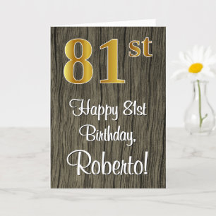Carte 81e anniversaire : Elégant Faux Gold Look #, Faux