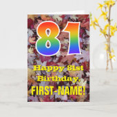 Carte 81e anniversaire; feuilles d'automne rustiques; ar (Fleur jaune)