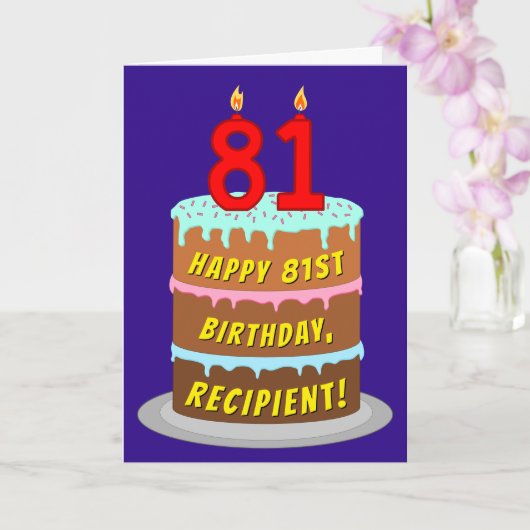 Carte 81e anniversaire : Fun Cake and Candles + Nom pers (Orchidée)
