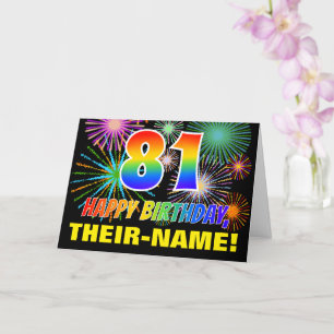 Carte 81e anniversaire : Gras, Amusants, Feu d'artifice,