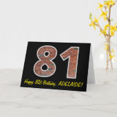 Carte 81e anniversaire - Motif de mur de briques "81" av (Fleur jaune)