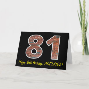Carte 81e anniversaire - Motif de mur de briques "81" av