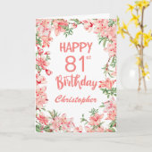 Carte 81e anniversaire Peach Peonies rose Aquarelle Flor (Fleur jaune)