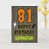 Carte 81e anniversaire : Thème d'Halloween Éffrayant, No (Fleur jaune)