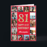 Carte 81e Joyeux Anniversaire Marine Bleu & Gold Photo C<br><div class="desc">81e Joyeux Anniversaire Carte d'Anniversaire Red and Gold Photo Collage. Pour plus de personnalisation,  cliquez sur le bouton "Customiser" et utilisez notre outil de conception pour modifier ce modèle.</div>