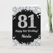 Carte 81st Birthday Black and Silver Glitter (Devant)