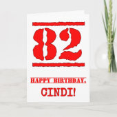 Carte 82e anniversaire : Amusant, Timbre en caoutchouc r (Devant)