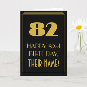 Carte 82e anniversaire - Art Déco Inspiré Look "82" & No