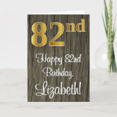 Carte 82e anniversaire : Elégant look d'or Faux #, Faux (Devant)