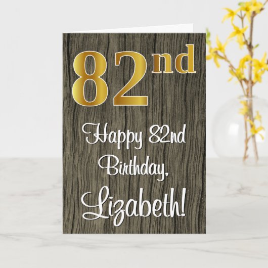 Carte 82e anniversaire : Elégant look d'or Faux #, Faux (Fleur jaune)