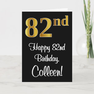 Carte 82e anniversaire ~ Elégant Luxueux Faux Gold Look 