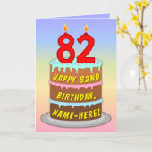 Carte 82e anniversaire — Fun Cake & Candles, avec nom pe (Fleur jaune)