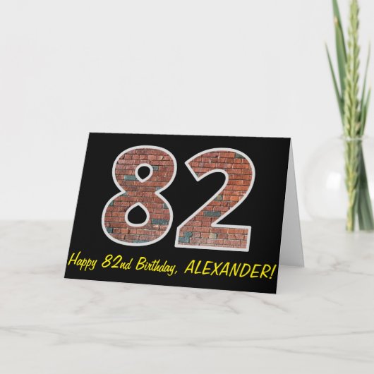 Carte 82e anniversaire - Motif de mur de briques "82" av (Devant)