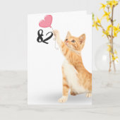 Carte 82e anniversaire tabby chat avec ballon cardiaque (Fleur jaune)