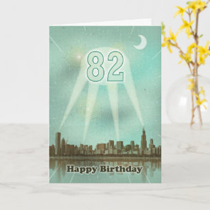 Carte 82e anniversaire Ville et projecteurs