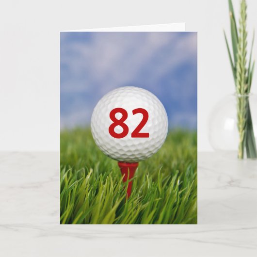 Carte 82ème anniversaire Golf Ball on Red Tee (Devant)