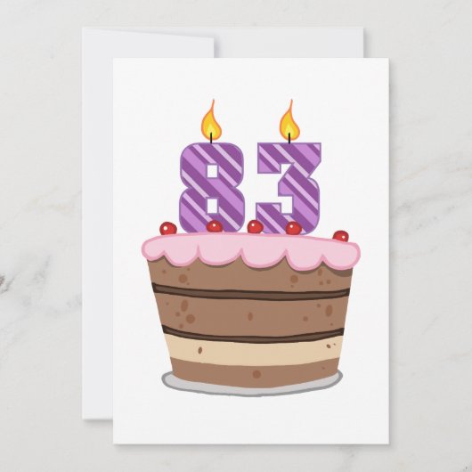 Carte 83 ans sur le gâteau d'anniversaire (Devant)