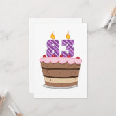 Carte 83 ans sur le gâteau d'anniversaire (Devant/Arrière en situation)